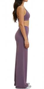Women Twist Front Sports Bra Wide Leg Pants Yoga Set 5-Piece High Waist Leggings Biker Shorts Activewear <b>Cami</b> Tank Anti-Wrinkle - Product Image 3