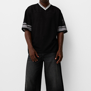 Camiseta de malla con cuello en V para hombre, estilo hip hop, de microfibra, cómoda, de tela suave, ajuste holgado personalizado, transpirable, de secado rápido, novedad 2026 - Product Image 2