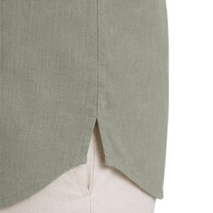 Chemise décontractée personnalisée pour homme en lin et coton vert sauge, col mandarin brodé, manches courtes, respirante, vêtements d'été sur mesure - Product Image 5