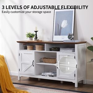 Credenza Antica Stile Fattoria con Ante a Battente, Mobile Buffet da 58 Pollici, Ampio Armadio da Cucina con Ripiani Regolabili per Soggiorno - Product Image 4