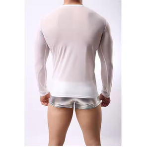 T-shirt en maille pour homme, style hip-hop, col en V, coupe oversize personnalisée, respirant, séchage rapide, en microfibre, tissu doux et confortable, collection 2026 - Product Image 5