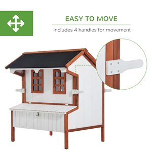 Pollaio portatile in legno bianco da 47 pollici maneggia la scatola di nidificazione del cortile della gabbia di pollame per polli conigli - Product Image 5