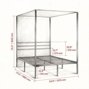 Struttura letto a baldacchino in metallo Queen e King Size, personalizzabile, con contenitore, per uso domestico o in magazzino - Product Image 3