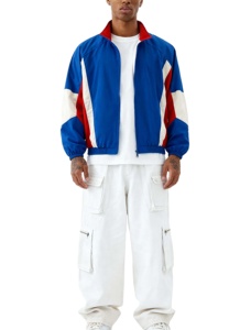 Men's Color Blocked <b>Racer</b> <b>Jacket</b> Stand Collar Zipper Closure Casual Autumn Wear Polyester Material Regular Fit - Product Image 4