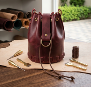 Sac seau pour femme Anwar Enterprises, marque célèbre, en cuir pleine fleur souple et tendance, avec fermeture à cordon, toutes saisons, sans coutures - Product Image 2