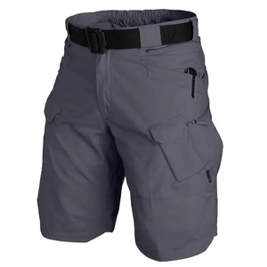 Multi-Pocket <b>Tactical</b> Outdoor Hiking <b>Shorts</b> Drawstring Closure Mid Waist Solid Pattern Knitted Fabric-Durable Utility Design - Product Image 3