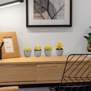 Set di 4 Piccole Piante Succulente Artificiali Gialle per Bagno, Soggiorno, Ufficio, Scrivania o Tavolino da Caffè, Decorazione per Cucina - Product Image 6