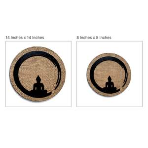 Arte Mural Redondo de Buda con Fondo de Yute, Decoración Espiritual para Colgar en la Pared, para Sala de Estar, Dormitorio, Sala de Pooja, Oficina, Cafetería, Decoración del Hogar - Product Image 3