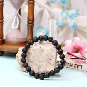 Lava Round Natural Bead Stone Bracelet for <b>Men</b> and Women Stretch Fashion Jewelry 8mm - Product Image 1