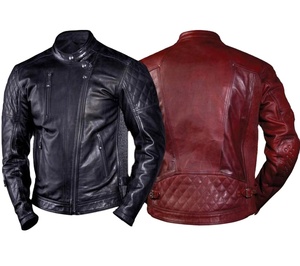 Classic Style US Sizes Sports Unisex Universal Motorcycle Leather Blazer Coat Stand Collar Custom Leather Jacket for <b>Men</b> - Product Image 4
