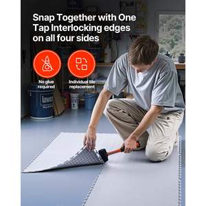 16-Pack <b>Light</b> Gray Interlocking Modular <b>Garage</b> Floor Tiles 20.2 X 20.2 X 0.2 Diamond Plate PVC Mats Slip-Resistant for Workshop - Product Image 6
