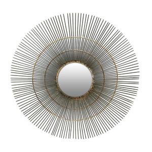 Miroir mural arqué en fer de designer haut de gamme avec bordure métallique fine, décoration moderne pour mariage et maison - Product Image 1