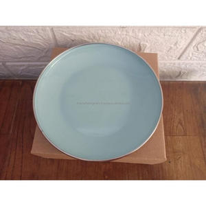 Assiette ronde en émail bleu de qualité supérieure pour servir des aliments, des collations, des biscuits, fournitures de restaurant, passe au lave-vaisselle, assiettes en métal - Product Image 5