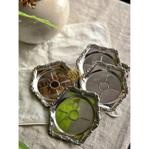 Posavasos de Metal con Forma Personalizada y Soporte, Color Plata Antigua, para Servir Bebidas en Hoteles y Restaurantes, Posavasos de Latón - Product Image 2