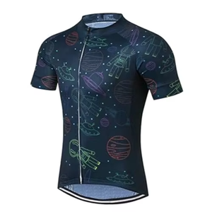 OEM High Quality Men's Cycling Jersey Custom Made Heat-Transfer Printing Breathable Active Stretch Unisex Cycling Jersey Sale - Product Image 4