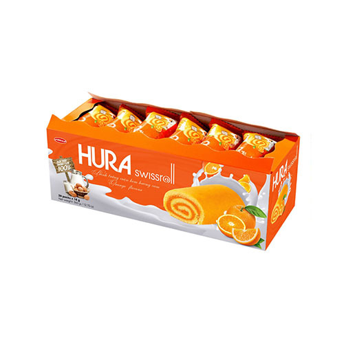 Wholesale Bibica Hura Swissroll Cake Orange and Vitamin C 360g/ Vietnamese Cake Exporter