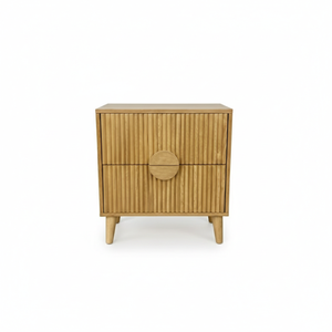 Table basse moderne et durable avec 2 tiroirs, en bois d'hévéa, MDF, placage de chêne, poignée en bois, mobilier de maison, garantie 1 an - Product Image 1