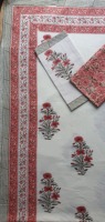 Parure de draps plats en coton imprimé à la main de Jaipur, 7 pièces, taille double, motif floral, écologique, 250TC, MORVI FAB, cadeau de mariage