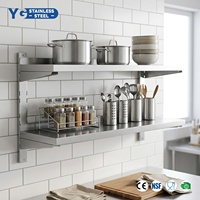 Étagère murale en acier inoxydable à double niveau, 600 x 1200 mm, réglable, pour cuisine commerciale, étagère murale pour restaurant