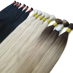 Extensiones de Cabello Humano Liso Largo en Color Negro Natural, Castaño y Rubio, 100% Sin Procesar, Base de Seda Doble - Product Image 4