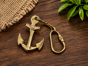 Porte-clés ancien en laiton avec ancre, thème nautique, fait main, en métal, cadeau souvenir - Product Image 6
