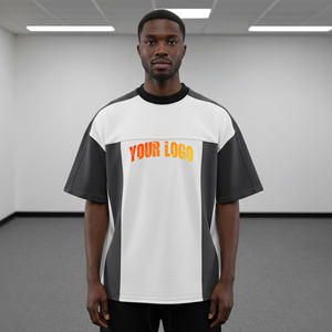 Camisetas de hombre OEM/ODM de verano, informales, 100% algodón, con logo impreso en DTF personalizado, de dos tonos, corte holgado y hombros caídos. - Product Image 1