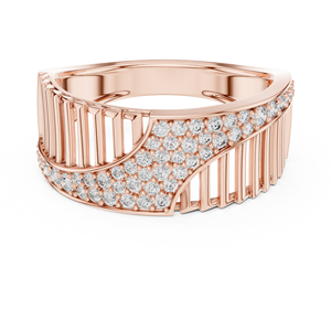 Bague Pavé Ondulée de Luxe en Moissanite |   Bague de créateur en alliage plaqué or 14 carats pour hommes et femmes - Product Image 5