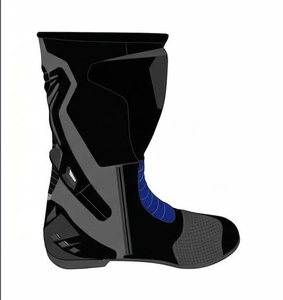 Botas de moto de media caña con parte superior sintética, suela de goma, cierre de cremallera, color azul grisáceo, para todas las estaciones, unisex, para hombre y mujer, de cuero, para montar en moto, de seguridad. - Product Image 2