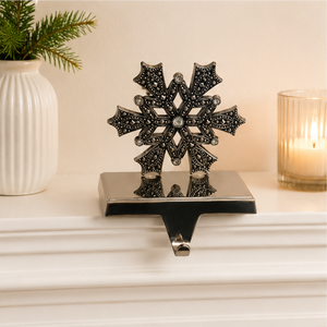 3D Rhinestone Snowflake Christmas <b>Stocking</b> Hanger Sturdy Weighted Aluminum Alloy Mantel Hook Decorative Silver Christmas Stock - Product Image 6