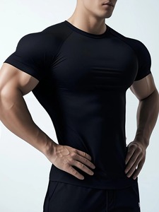Man T Shirt Men Fitness T-shirt Exercise Short-Sleeved Men's Running Tees Gym Training Stretch Tops Summer Sports <b>Tshirt</b> - Product Image 2