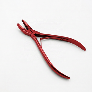 Pinzas Curvas Rojas para Extensiones de Cabello, para Instalación de Microperlas, Acero Inoxidable, Probadas a Mano, Herramientas de Belleza, Marca Personalizada - Product Image 1