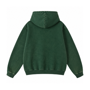 Men's Oversized Hooded Sweatshirt Solid Green Cotton <b>French</b> Terry Casual Autumn Pullover with Front Pocket Regular Fit - Product Image 3