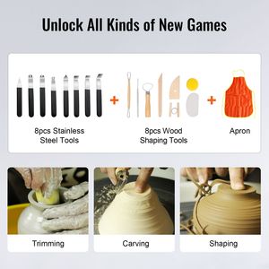 Torno de Alfarería de 350W y 11 Pulgadas para Adultos y Principiantes, Velocidad Ajustable de 0-300 RPM, Control por Pedal y Manivela, Torno para Cerámica y Esmalte - Product Image 3