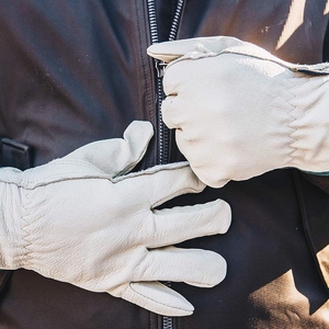 Cold Weather Premium Cowhide Grain Leather <b>Driver</b> <b>Gloves</b> With Red Fleece Lining Heavy Duty Industrial Work Protection <b>Gloves</b> - Product Image 6