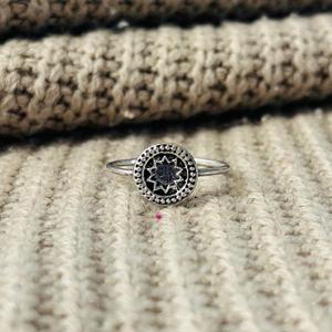 Boho Starburst Brass <b>Ring</b> Oxidized Silver Plated Celestial <b>Statement</b> Wholesale <b>Ring</b> For Women - Product Image 2