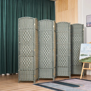 Paravent pliant traditionnel en bambou, rotin et osier pour la maison et le bureau - Product Image 4