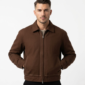 Custom Men's Cotton Twill Filled <b>Lined</b> Long Sleeve Button Down Mens Winter <b>Coat</b> Zipper up Jacket for Men Full Sleeve - Product Image 1