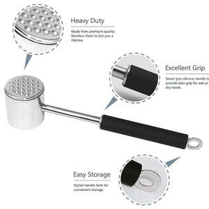 Maillet attendrisseur de viande double face en acier inoxydable de qualité commerciale, marteau à viande robuste, outil de cuisine durable - Product Image 1