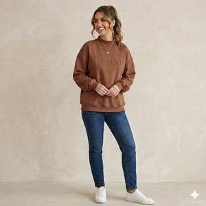 High Quality Fabric Polyester / Cotton Fleece Applique Embroidery Letter Pattern Women's Pullover Mock Neck Sweatshirt - Product Image 3