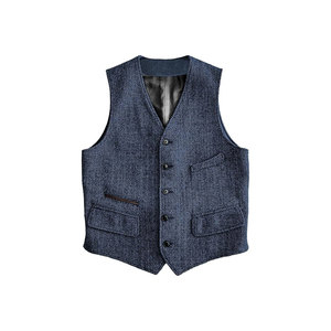Men's Herringbone <b>Wool</b> Blend <b>Vest</b> V-Neck Single Breasted Formal Waistcoat Autumn Wear - Product Image 1