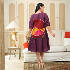 Elegant Sweet Natural <b>Batik</b> Floral Print Super Lawn A-Line Casual Short <b>Dress</b> for Women - Product Image 6