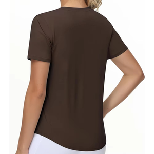 Camiseta Deportiva para Mujer, Tejido Suave de Alto Rendimiento, Absorbe el Sudor, para Yoga y Gimnasio, Logotipo Personalizado, Venta al Por Mayor - Product Image 4