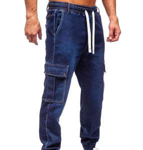 Jeans de Mezclilla Rectos de Alta Calidad para Hombre, Cintura Elástica, Múltiples Bolsillos, Estilo Casual, para Viajes y Uso Diario, Tacto Suave - Product Image 2