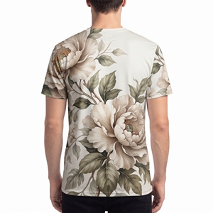 High Quality Men's Floral Print Sublimation <b>Shirt</b> Short Sleeve O Neck Regular Fit <b>Polyester</b> Casual <b>T</b> <b>Shirt</b> Wholesale - Product Image 2