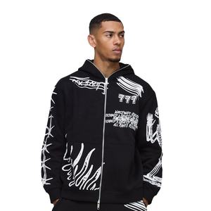 Ensemble de survêtement ample en coton pour homme avec fermeture éclair et pantalon de survêtement, vente en gros, pour le sport et les vêtements décontractés - Product Image 3