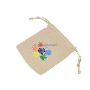 Nouvelle Collection pochette en velours de coton personnalisé avec cordon Hamsa sac imprimé à la main pour l'emballage et les cadeaux en pierre - Product Image 6