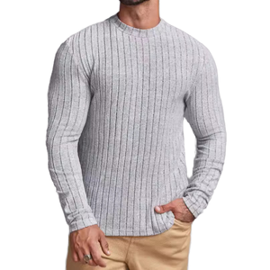 Suéter de Punto Gris para Hombre WARPRO INDUSTRY, Manga Larga, Sólido, Ropa de Invierno, 100% Algodón, Corte Regular, Transpirable - Product Image 6