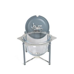 Plato de servir árabe dorado inspirado en el estilo Majlis, plato de buffet de cristal con caligrafía, juego de calentador de alimentos con tapa. - Product Image 3