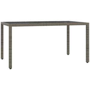 ชุดโต๊ะรับประทานอาหารในสวน ทำจากเหล็กเคลือบสีฝุ่นและกระจกนิรภัย พร้อมหวายเทียมสีเทา PE - Product Image 4