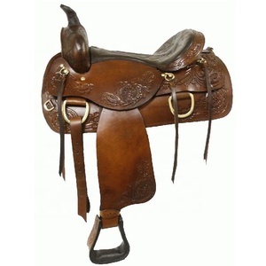 Selle de couleur naturelle Selle Western de cheval brun foncé avec design en cuir Selle Western de cheval - Product Image 4
